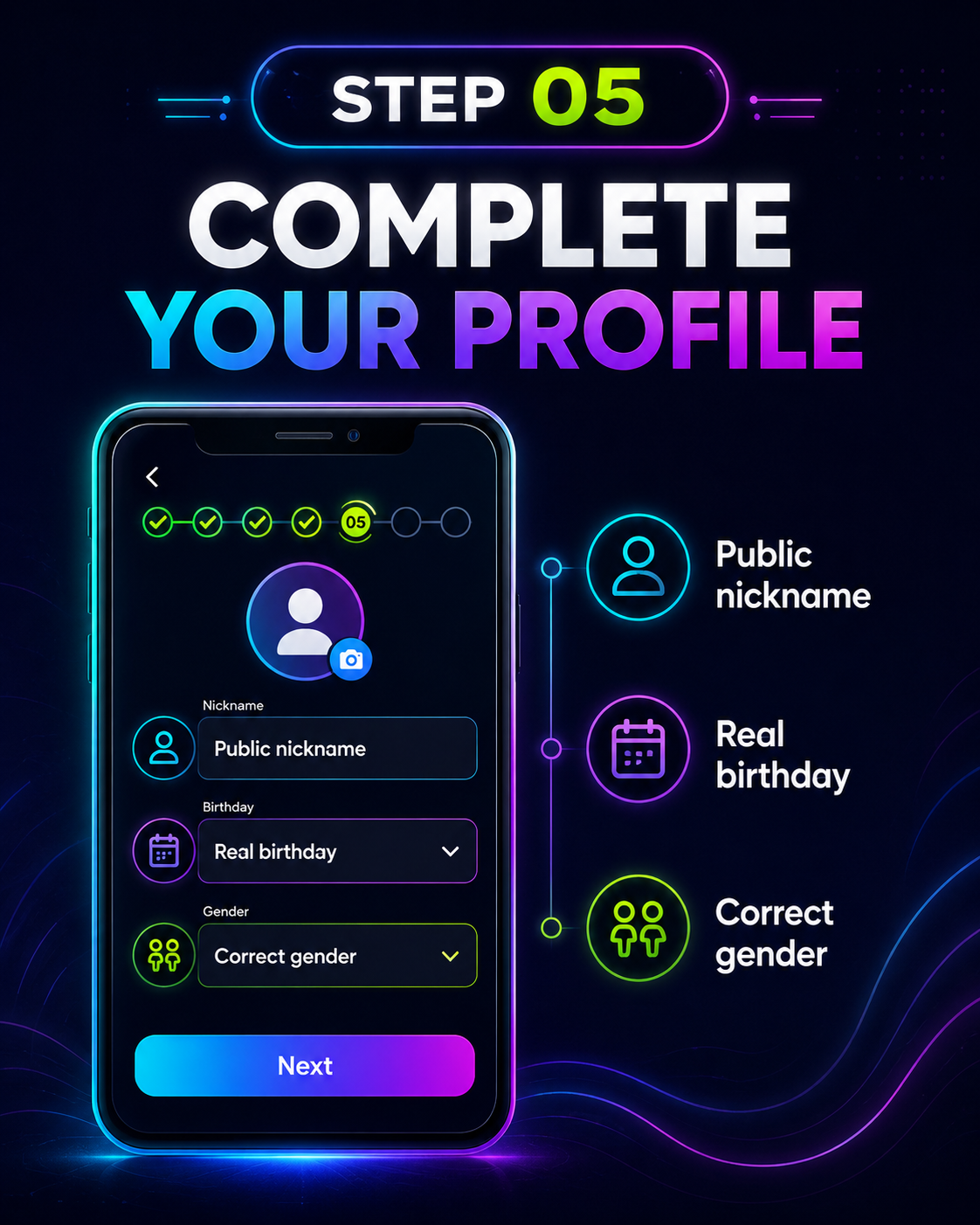 MIGO LIVE onboarding step 5: Complete the basic profile