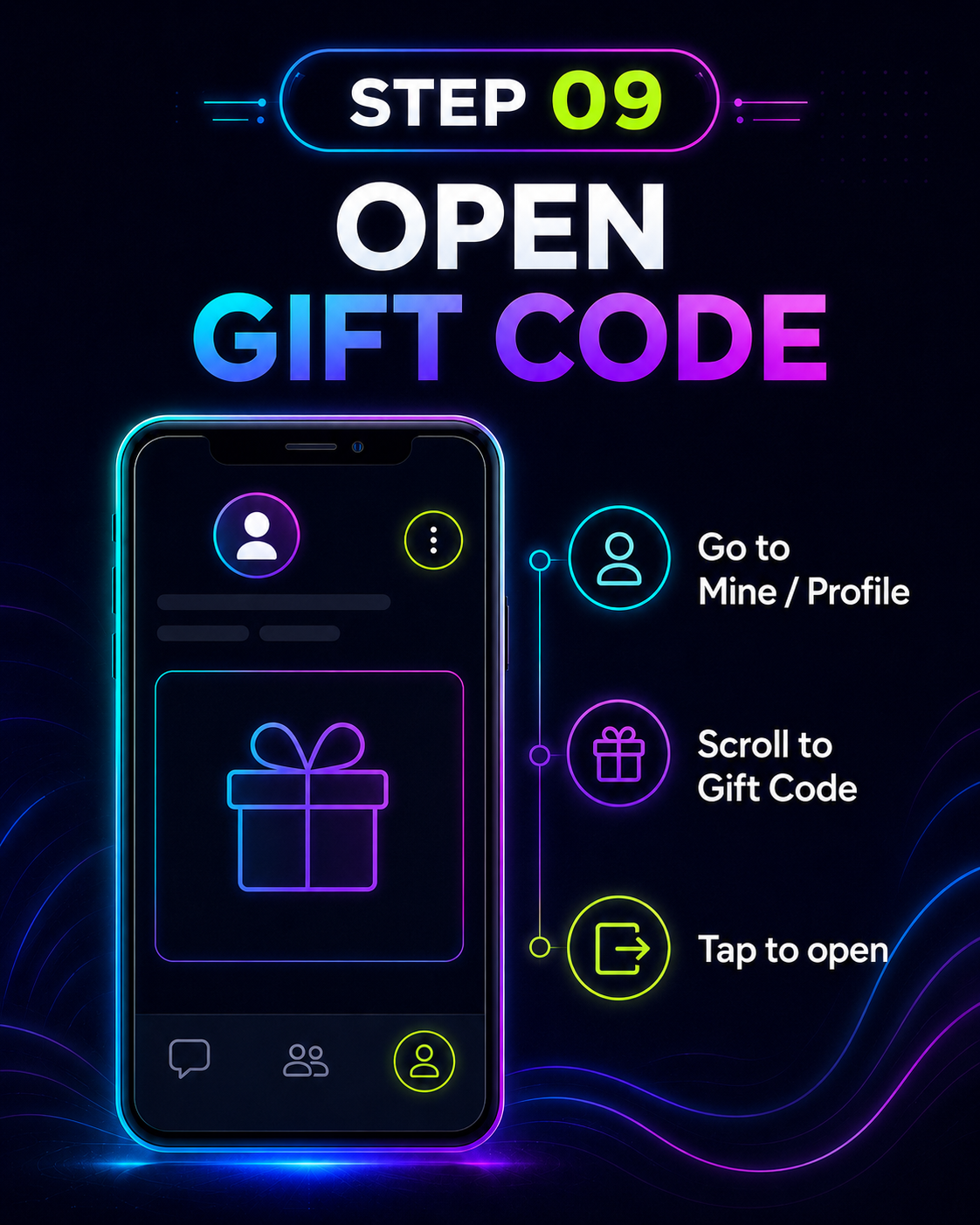 MIGO LIVE onboarding step 9: Open Gift Code