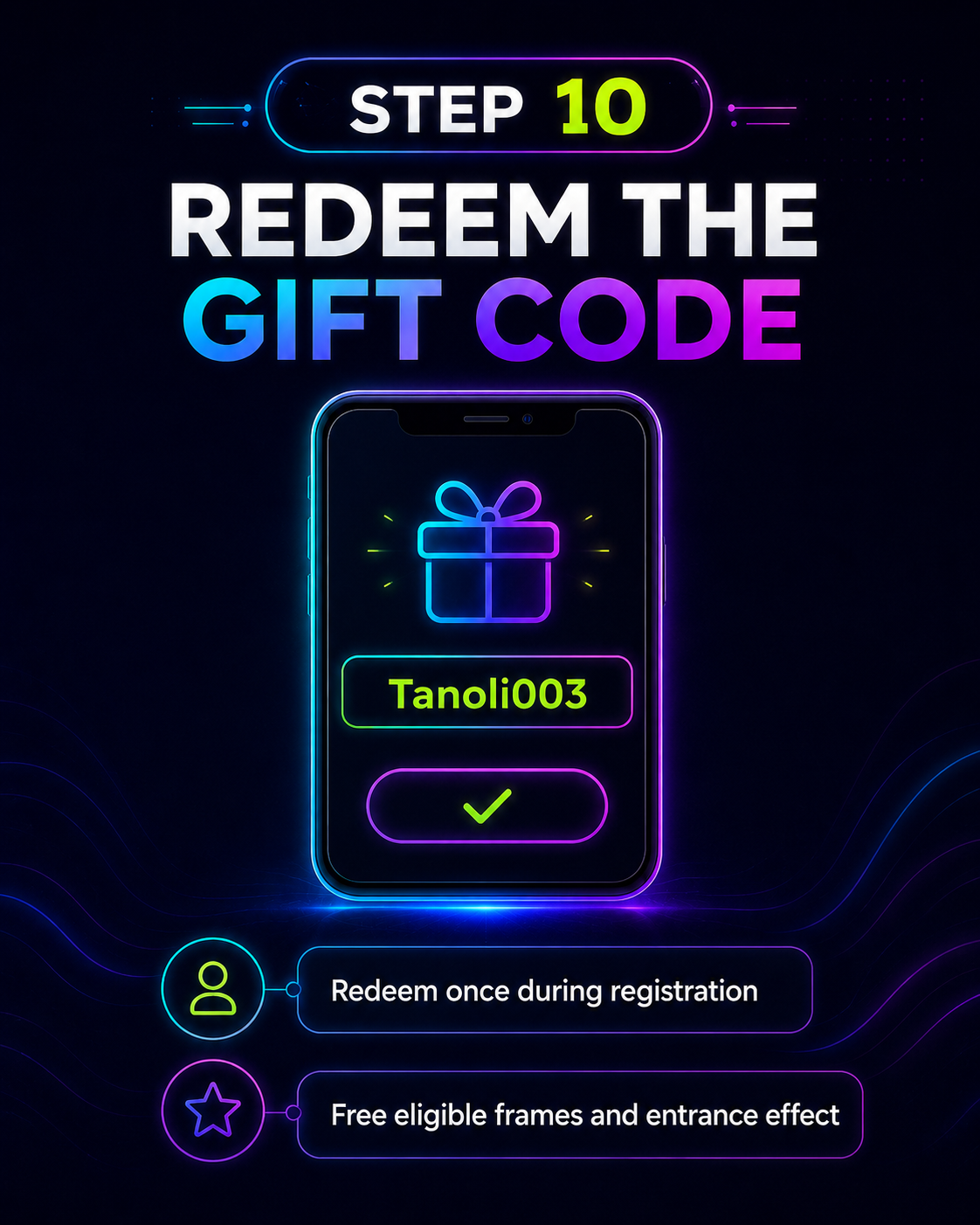 MIGO LIVE onboarding step 10: Redeem Tanoli003 once