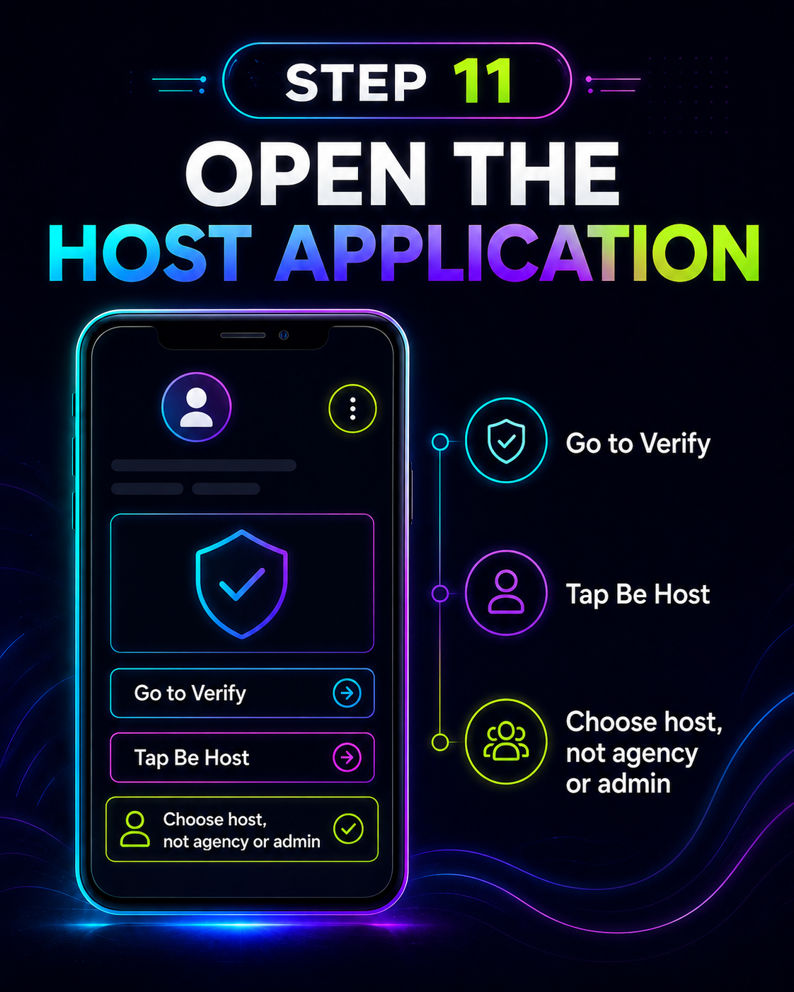 MIGO LIVE onboarding step 11: Open the host application