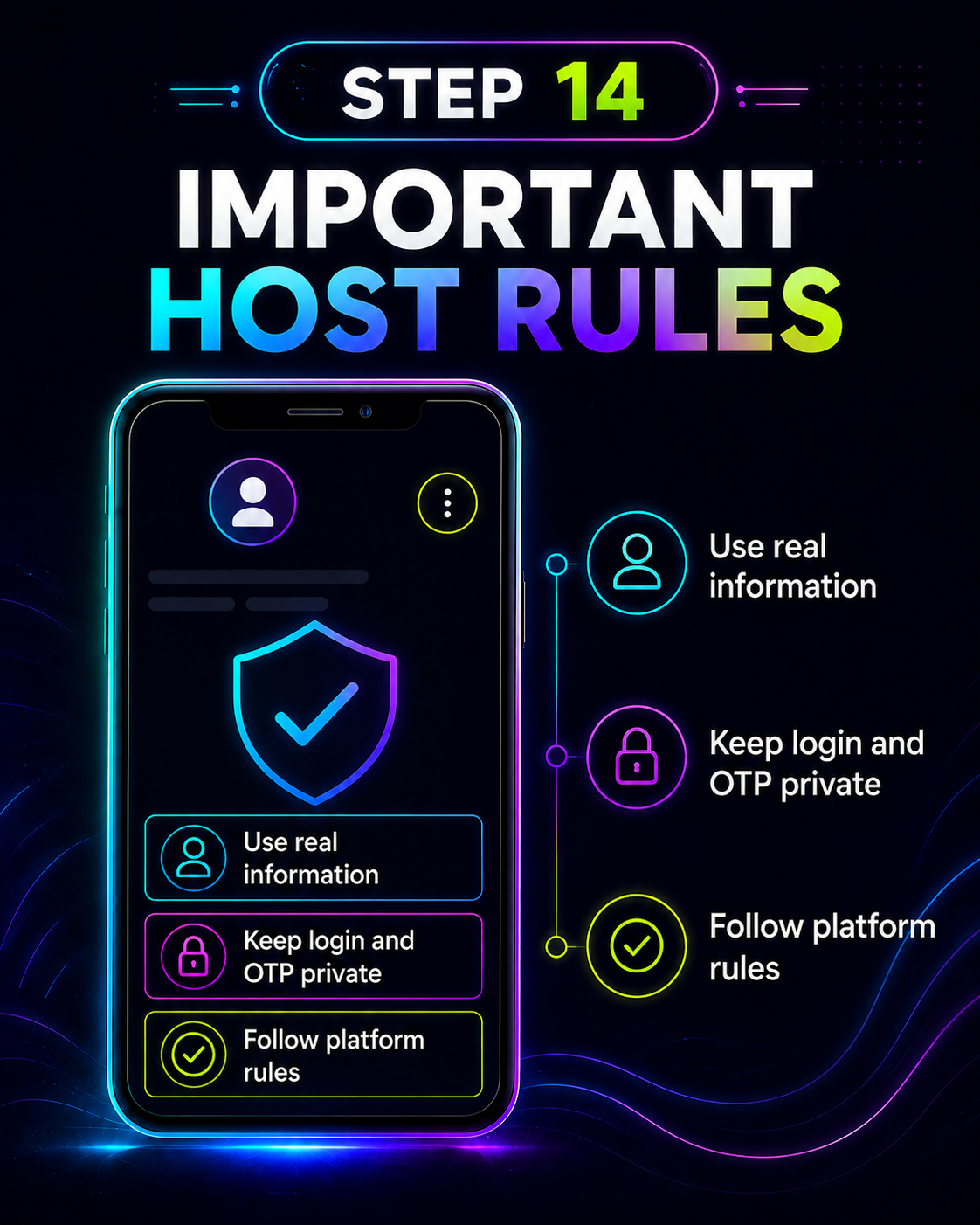MIGO LIVE onboarding step 14: Follow the important rules
